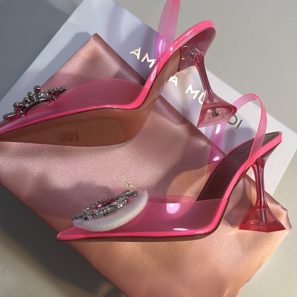 NWB Amina Muaddi Begum glass slingback pumps - Picture 8 of 12